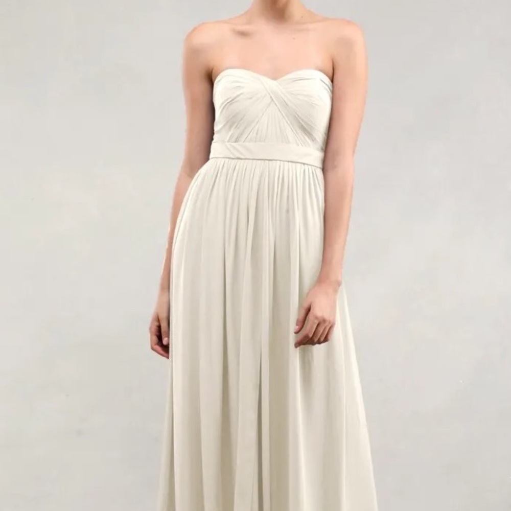 NWT Jenny Yoo Bridesmaids Dress Maxi Gown Cream Champagne Chiffon Size 4 Small